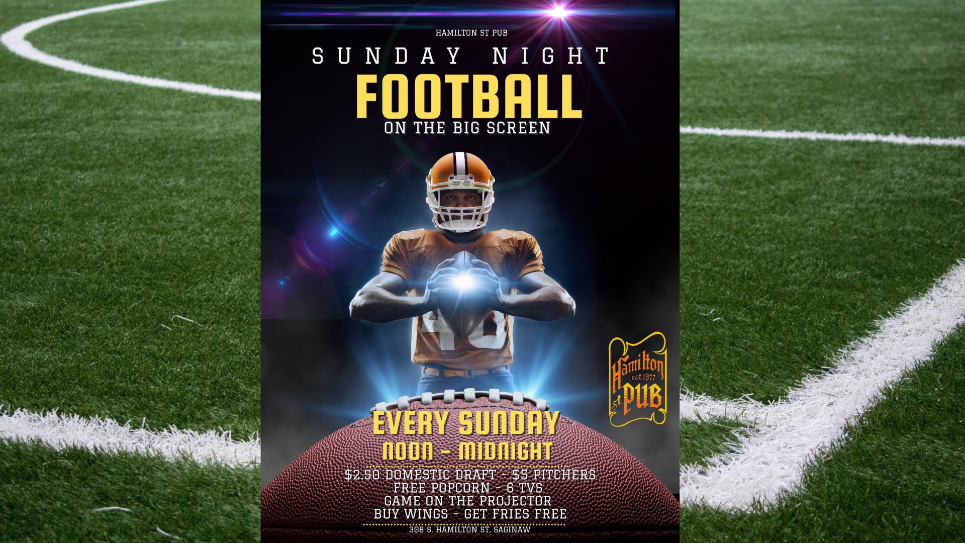 SUNDAY FOOTBALL | Food & Drink Specials | Game on the Big Screen!